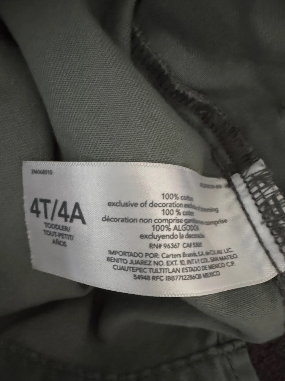 OshKosh B'gosh Girls' Sage Green Button-Front Utility Jacket Embroidered 4T